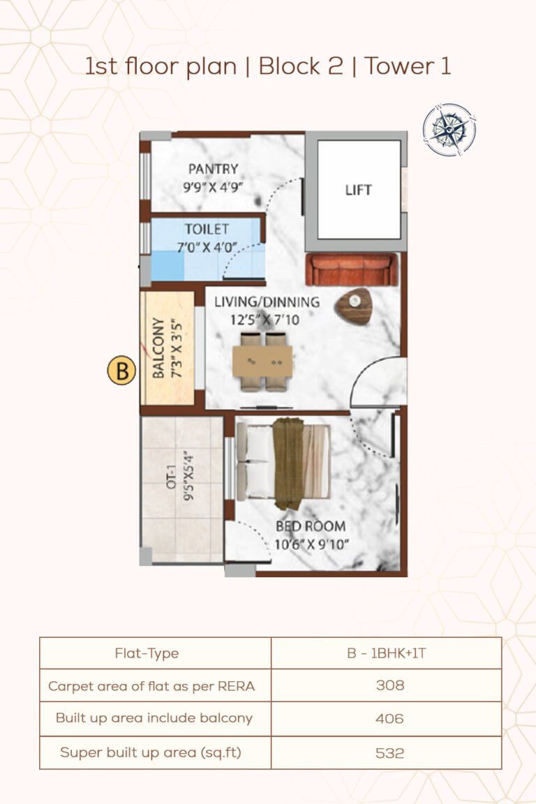 1st Floor plan | Block2 | Tower1