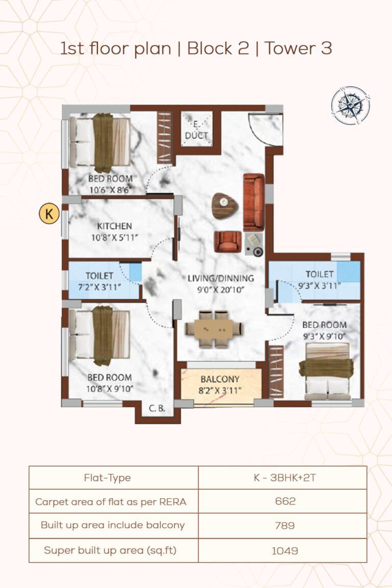 1st Floor plan | Block2 | Tower3