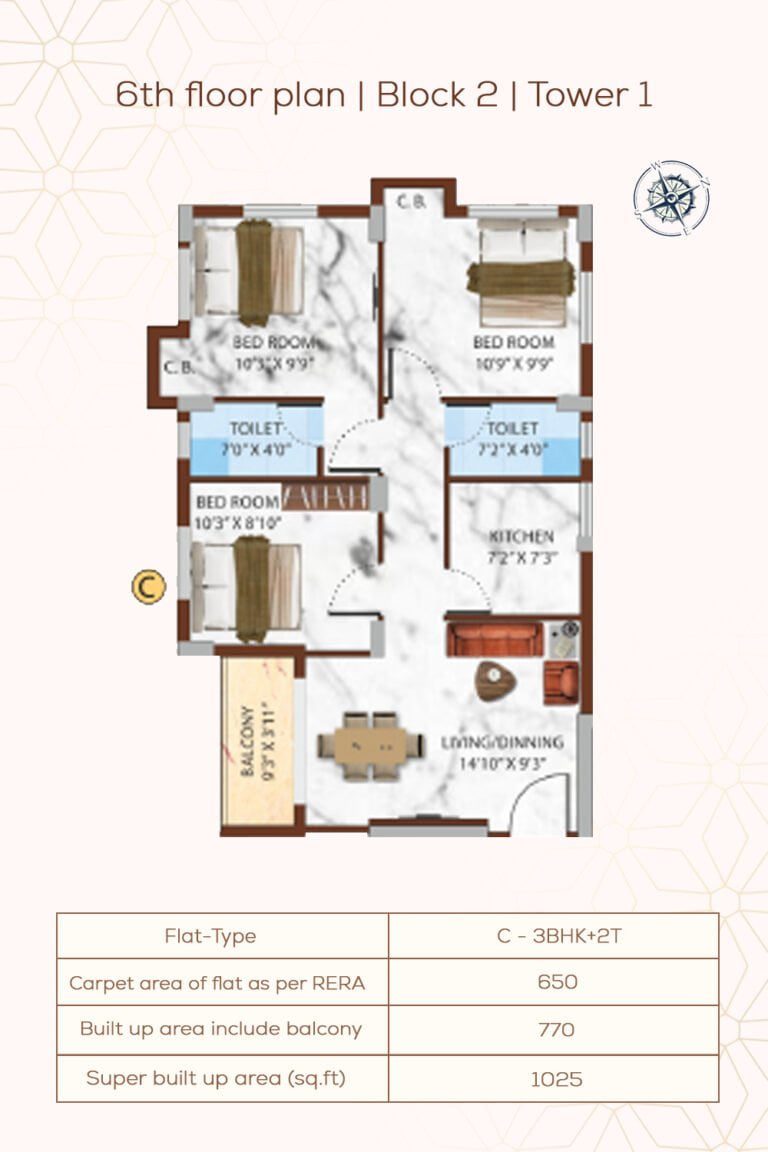 6th Floor Plan | Block2 | Tower1